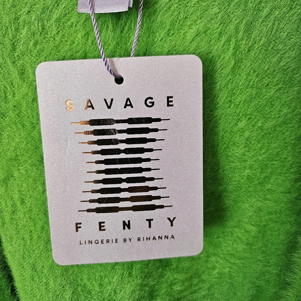 NWT Savage X Fenty Fluff It Up Loungewear Cozy Robe, Kelly Green Size XL/1X - Picture 5 of 10